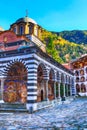 Rila Monastery, Bulgaria and autumn mountains Royalty Free Stock Photo