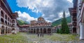 Rila monastery, Bulgaria, June 19, 2020: Courtyard of famous Rila monastery in Bulgaria... Royalty Free Stock Photo