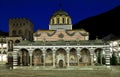 Rila monastery with a falling star