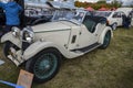 Riley 9 - British sports classic roadster with long hood and B-shaped grille at the exhibition of retro cars Royalty Free Stock Photo