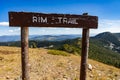 Rim trail - Wooden signboard at hilltop Royalty Free Stock Photo