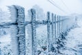 Rime covered fence by the skilift