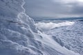 A rime-covered mountain ridge