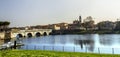 Rimini cityscape view. Tiberius bridge