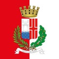 Rimini flag of the city with coat of arms, Italy