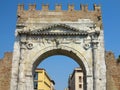 Rimini, Italy - Arch of Augustus, ancient romanesque gate of the