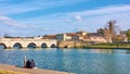 Rimini in Italy with the Bridge of Tiberius and the Old town