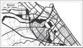 Rimini Italy City Map in Black and White Color in Retro Style. Outline Map