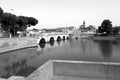 Rimini, Italy, July 2 2019: Bridge of Tiberius Ponte di Tiberio in Rimini