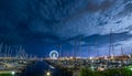 RIMINI, night view of marina with ferris wheel