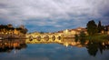 Rimini twilight on view of tiberius bridge. Sunset