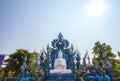 Rimkok district,Chiang Rai Province,Northern Thailand on January 19,2020:White Buddha statue and disciples of Lord Buddha at Wat