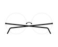 Rimless glasses with round transparent lenses. Isolated vector clipart on clear white background.