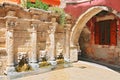 Rimondi Fountain, in the city of Rethymno on the island of Crete, Greece. This Venetian fountain was created in 1626