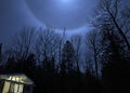 Lunar Halo in North American Winter Sky