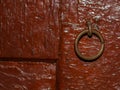 Padlock ring in old red door Royalty Free Stock Photo