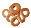Ring bagels on a white background