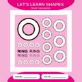 Ring. Basic geometric shapes. Elements for children. Learn Shapes. Handwriting practice. Trace and write. Educational