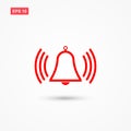 Ring bell alarm red icon vector 2