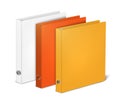 Ring binder color set, mockup. Closed blank folder binders, realistic vector illustration Royalty Free Stock Photo