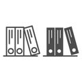 Ring binders line and glyph icon. Office folders vector illustration isolated on white. Archive outline style design