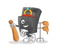 Ring box playing baseball mascot. cartoon vector Royalty Free Stock Photo