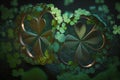 Ring or buckle in the form of a clover leaf. Good luck symbol for St. Patrick`s Day. AI Generated Royalty Free Stock Photo
