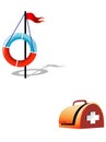 Ring-buoy and first-aid set Royalty Free Stock Photo