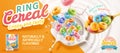 Colorful ring cereal banner ad