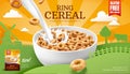 Ring cereals advertisement template Royalty Free Stock Photo