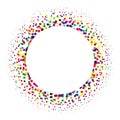 Ring of colorful dots scattered around. Modern design halftone element. Vector illustration Royalty Free Stock Photo