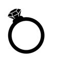 Ring, diamond, gold, gift, crystal, wedding, gem icon. Black vector design. Royalty Free Stock Photo