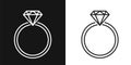 Ring diamond. Jewellery vector flat line icon. Diamond logo