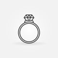 Ring with diamond outline icon. Vector engagement ring sign