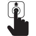 Ring the door bell icon on white background. flat style. hand pushing the button sign. pressing the doorbell symbol Royalty Free Stock Photo