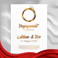 Ring engagement wedding jewel diamond top view with white texture blanket and paper