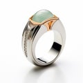 Modern Green Jade Ring With Aquamarine And White Accents