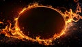 Ring of fire with glowing embers and sparks on black background Royalty Free Stock Photo