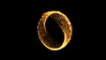 Ring of fire with illuminating light and black background, 3D render Royalty Free Stock Photo