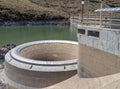 The ring gate sends excess water to the spillway of the Owyhee Dam in Oregon, USA