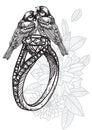 Hand drawing ring wedding caed and tatoo Royalty Free Stock Photo