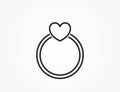 ring with heart line icon. love, romantic, wedding and engaged symbol. vector image for valentines day design