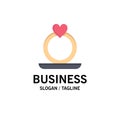 Ring, Heart, Proposal Business Logo Template. Flat Color