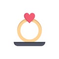 Ring, Heart, Proposal Flat Color Icon. Vector icon banner Template