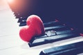 Ring and hearts on piano ,vintage tone. Valentines Day background