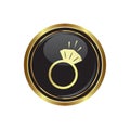 Ring icon on the black with gold round button Royalty Free Stock Photo