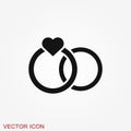 Ring icon, engagement and wedding ring. Vector illustration Royalty Free Stock Photo
