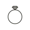 Ring icon vector. Line diamond ring symbol.