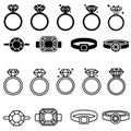 Ring icon vector set. jewel illustration sign collection. jewelry symbol.