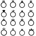 Ring icon vector set. Wedding illustration sign collection. Jewel symbol. Gem logo. Royalty Free Stock Photo